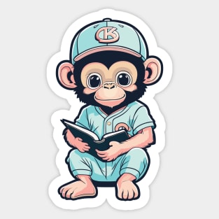 Monkey Baseball Player Sticker